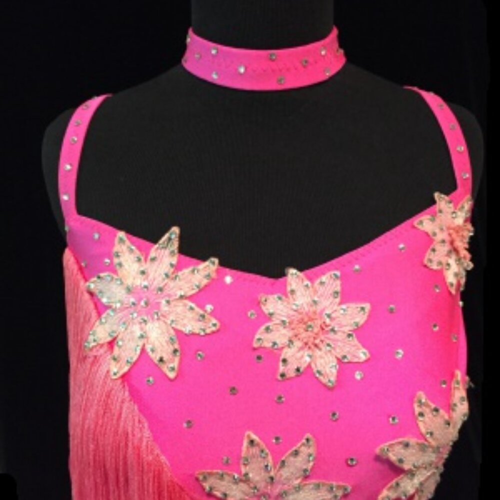 "Pink Lily" by Dancewear Works - Beginner competition Rhythm Dress - Swarovski